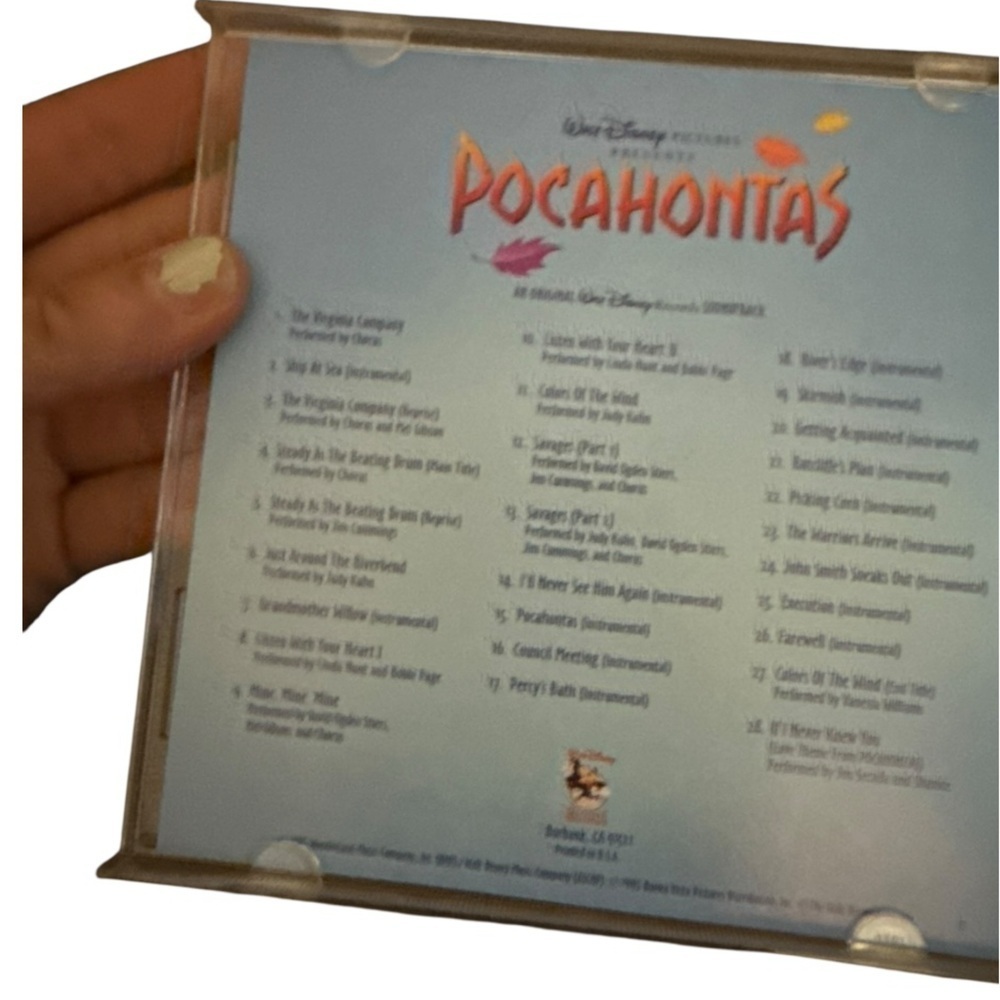 VTG DISNEY POCAHONTAS Soundtrack CD - Blue and White case booklet 90s Disney cds - Picture 6 of 6